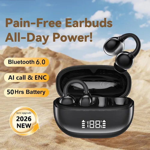 Miniatura 4 de Auriculares inalámbricos 2026, Bluetooth 6.0, diseño de clip de oreja abierta para un uso cómodo y seguro, duración de la batería de 50 horas