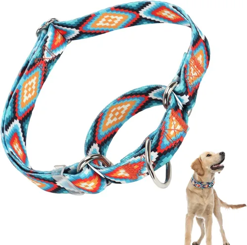 Miniatura 17 de Collar Martingale para perros, ajustable, de nailon suave, con diseño de bosque, para perros pequeños, medianos y grandes, collar de entrenamiento 3