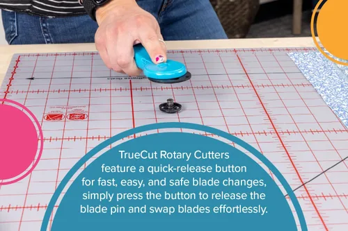 Miniatura 4 de TrueCut - Cortador giratorio recto – Cortador de ruedas ergonómico de 1.772 in para tela y manualidades – zurdo o diestro – Regla de guía y guía