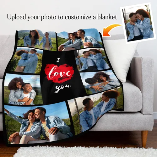 Miniatura 26 de Manta personalizada con foto/texto, manta con imagen personalizada, regalos de amor, regalos personalizados para parejas para novio, novia, esposa
