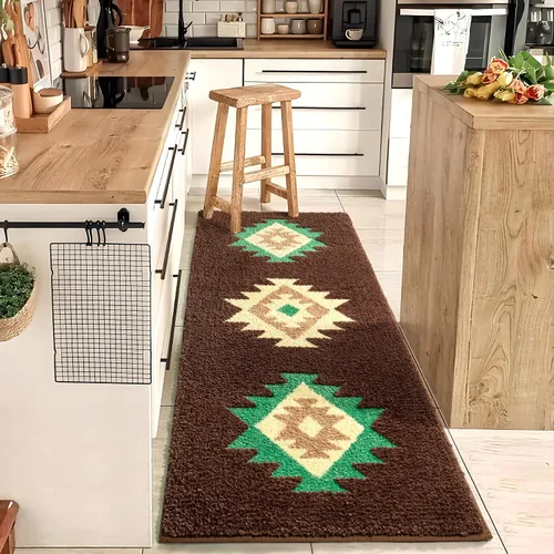 Miniatura 18 de DEXDE Alfombras de Baño Bohemias Marroquíes Alfombra de Baño 20x32 Pulgadas - Tapete de Baño Geométrico Antideslizante, Beige Crema Lavable a