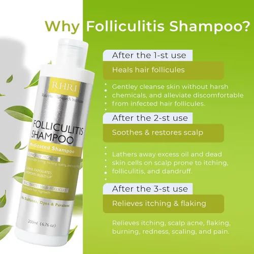 Miniatura 4 de Champú para foliculitis Champú antifúngico para dermatitis seborreica, psoriasis del cuero cabelludo y caspa Alivia la picazón y el cuero