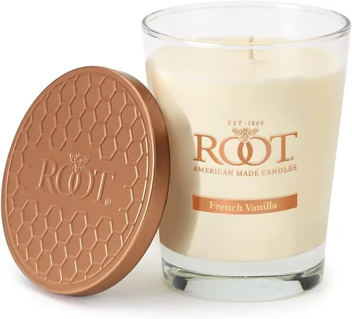 Root Candles Velas perfumadas de cera de abeja Veriglass Premium, hechas a mano, mezcla de cera de abeja en panal, tamaño grande, vainilla francesa