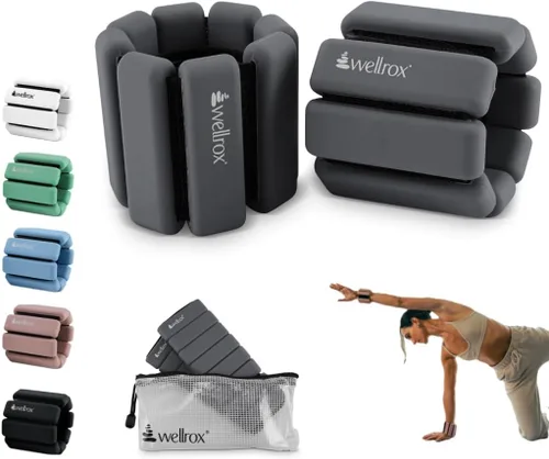 Miniatura 10 de Wellrox Brazaletes con peso, pesas ajustables para tobillo y muñeca para mujeres y hombres, juego de pesas de tobillo de 2 libras