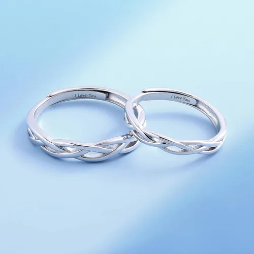Miniatura 5 de ANAZOZ I Love You His & Hers - Anillos de boda a juego con circonita cúbica ajustable para parejas