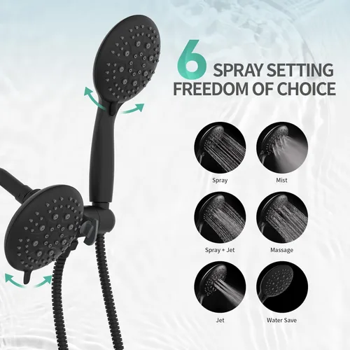 Miniatura 5 de SR SUN RISE Sistema de ducha con caño de bañera, juego combinado de grifo dual 2 en 1 de bañera y ducha de 35 funciones, kit de molduras de bañera