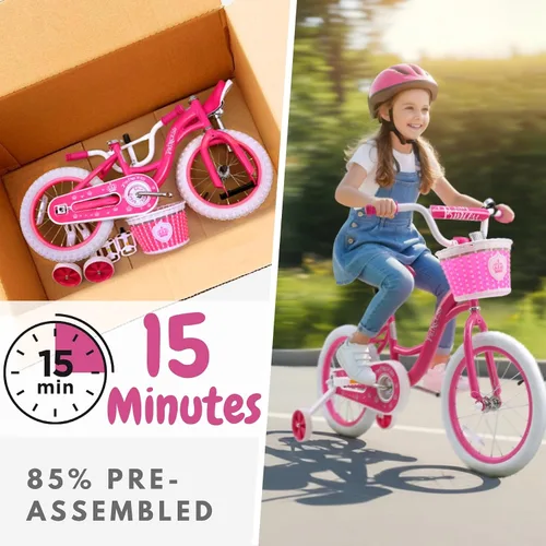 Miniatura 3 de Bicystar - Bicicleta para niñas de 12, 14, 16 pulgadas para bebés de 2 a 5 años, bicicleta infantil princesa con ruedas de entrenamiento, cuadro