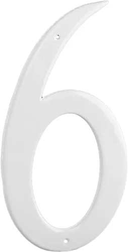 Montague Metal Products CSHN-6-6-W - Placa de aluminio para exteriores con número 6, pequeña, color blanco