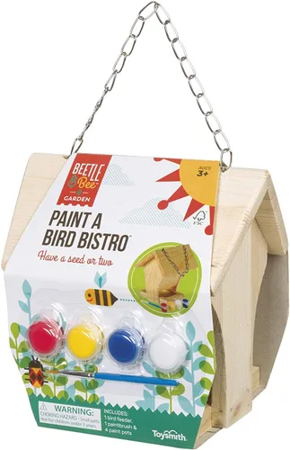 Miniatura 5 de Toysmith - Beetle & Bee - Paint A Bird Base – Juego de manualidades de bricolaje para niños, para exteriores, de casa para pájaros, de 5.25 x 7 x