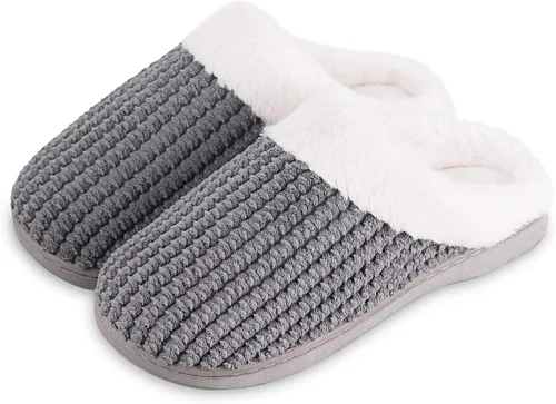 Miniatura 4 de Pantuflas de espuma viscoelástica para mujer cómodo vellón forrada de lana de felpa para interiores y exteriores