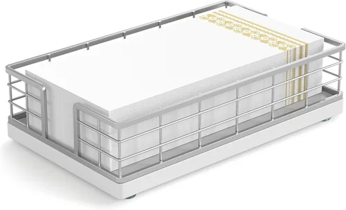 Miniatura 28 de Wican Bandeja para toallas de invitados para baño, servilletas de madera y hierro para tocador, mesa de comedor, cesta de madera para toallas