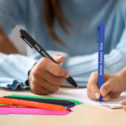 Miniatura 5 de Jetec 100 bolígrafos de Jesús te ama, bolígrafos cristianos coloridos, versículos de la Biblia, bolígrafos de gel retráctiles, regalos cristianos a