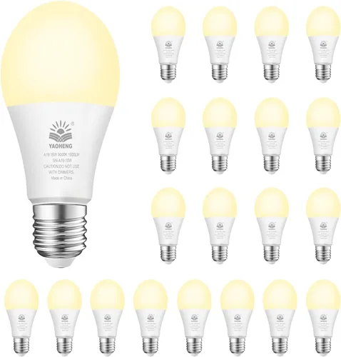 Bombilla LED A19, bombillas LED equivalentes a 100 W, 2700 K blanco cálido, 1500 lúmenes, base E26 estándar, no regulable, bombillas superbrillantes