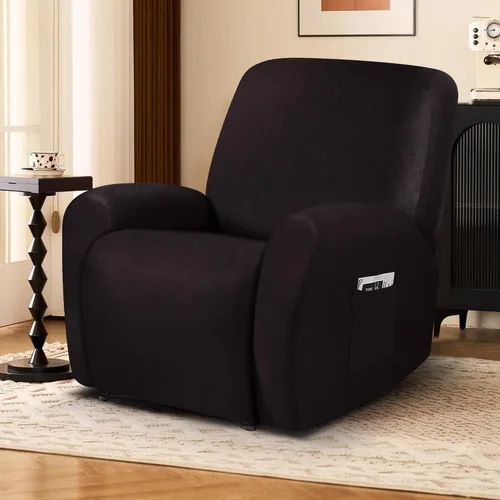 Miniatura 6 de ANARACHON Fundas para sillas reclinables con aspecto de cuero, funda elástica de 4 piezas, funda suave para silla reclinable, protector de muebles