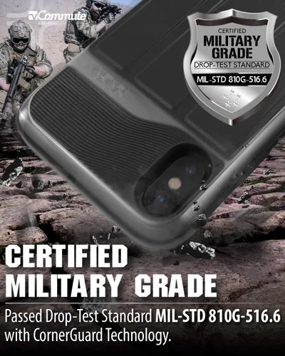 Miniatura 2 de VENA Funda tipo cartera para iPhone Xs/X, [vCommute] [protección contra caídas de grado militar] Funda de cuero con ranura para tarjetas con soporte