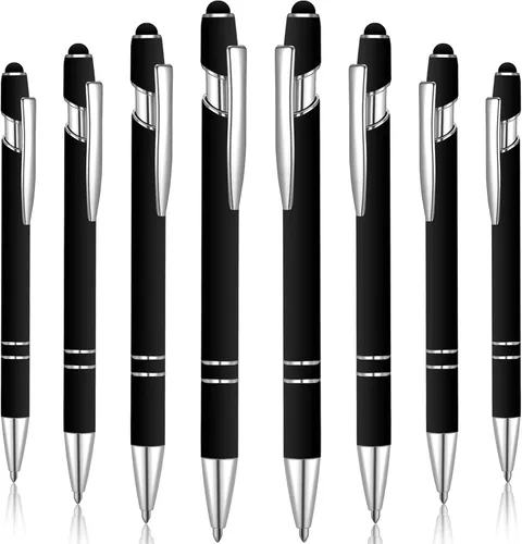 Miniatura 12 de 8 Pieces Ballpoint Pen with Stylus Tip Black Ink 2 in 1 Stylus Metal 1.0 mm Medium Point Smooth Pen Rainbow Colorful Rubberized Ballpoint for Touch