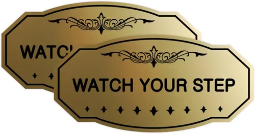Miniatura 75 de Signs ByLITA Victorian Watch Your Step - Letrero de pared o puerta Material duradero y fácil instalación Señalización de seguridad (negro)