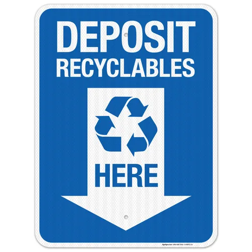 Miniatura 12 de Sigo Signs, Deposit Recyclables Here - Cartel de flecha hacia abajo, 12 x 18 pulgadas, 3M EGP reflectante aluminio .063, resistente a