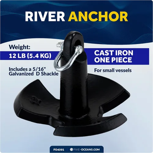 Miniatura 2 de Five Oceans Kit de anclaje de barco de río y anclaje de barco, revestimiento de vinilo de PVC negro, varios tamaños para tabla de remo, lancha