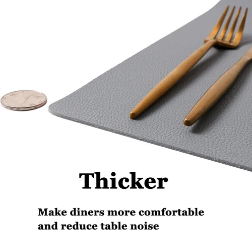 Miniatura 6 de Manteles individuales lavables de cuero para mesa, impermeables, resistentes al calor, fáciles de limpiar para mesa de comedor, cocina