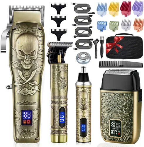 Roziapro Cortapelos profesional – Juego de recortadora de pelo inalámbrica con recortadora de pelo de nariz recargable y afeitadoras eléctricas,