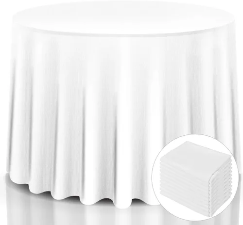 Miniatura 3 de Giantex Mantel redondo de poliéster de alta calidad, lavable a máquina, duradero, para recepción, restaurante, banquete, fiesta