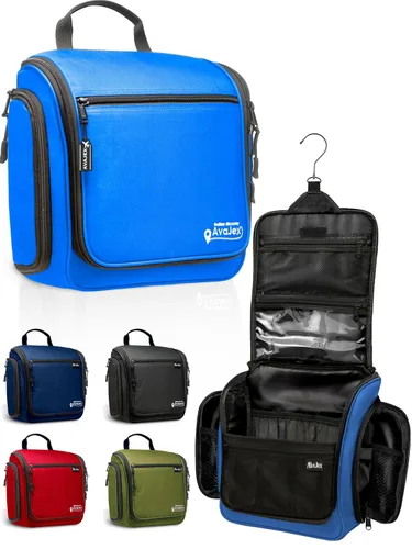 Miniatura 13 de Bolsa de aseo de viaje para hombres y mujeres - Organizador grande colgante de artículos de tocador - Bolsa de higiene impermeable con gancho L Rojo
