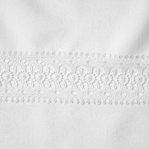 Miniatura 4 de Violet Linen Splendour Exquisito patrón de borde de encaje de macramé, encaje bordado de poliéster, blanco, 52 x 70 pulgadas, asientos de 4 a 6