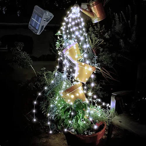Miniatura 12 de YITING - 10 hebras de 200 luces LED solares parpadeantes de luciérnaga impermeables (sin regadera), 8 modos de luces de hadas estrelladas, luces