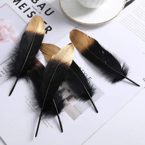 Miniatura 4 de 50 plumas de ganso bañadas en oro, coloridas plumas de ganso bañadas en plata, 6-8 pulgadas de longitud para manualidades, hogar, fiesta, boda