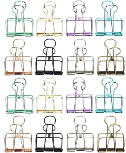 Miniatura 10 de 16 clips huecos para carpeta, 8 colores, diseño de esqueleto, abrazaderas de papel para oficina, escuela, hogar, organizar documentos, archivos