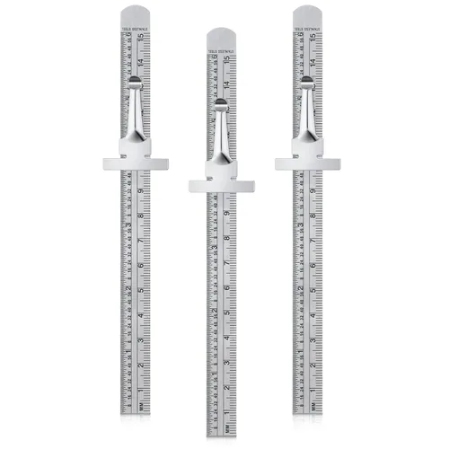 Miniatura 7 de 2 piezas de regla de bolsillo de 6 pulgadas 15 cm, regla de precisión flexible de acero inoxidable con clips desmontables, regla de bolsillo
