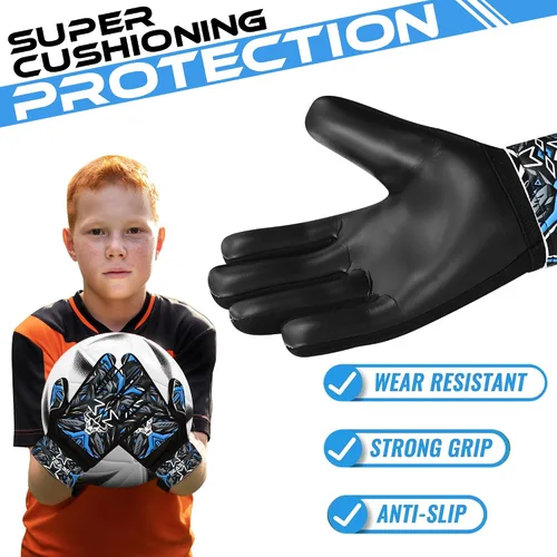 Miniatura 3 de BEAST RAGE Guantes de portero de fútbol, guantes de portero para niños y jóvenes, guantes de portero de fútbol con agarre fuerte, soporte de muñeca