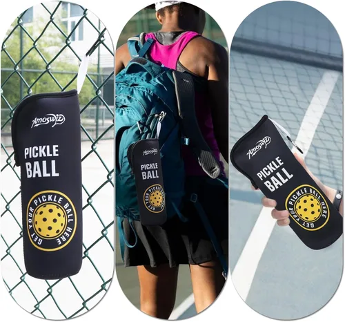 Miniatura 5 de Soporte para pelotas de pickleball – 1 bolsa de almacenamiento para pelotas, bolsa de tenis portátil con gancho para valla, soporte de botella