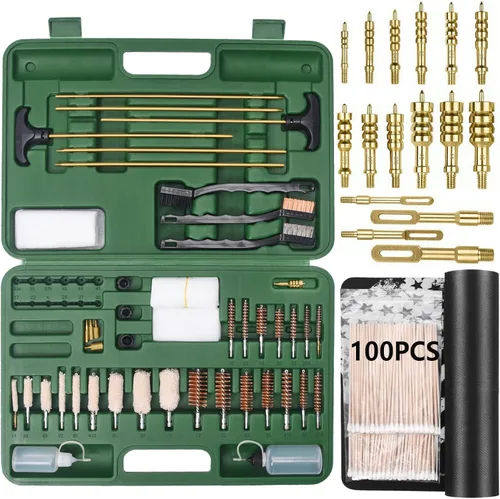 Miniatura 11 de iunio Kit de limpieza universal de pistola, con alfombrilla y funda, escobillas de latón completas, varillas y adaptadores, para todas las pistolas