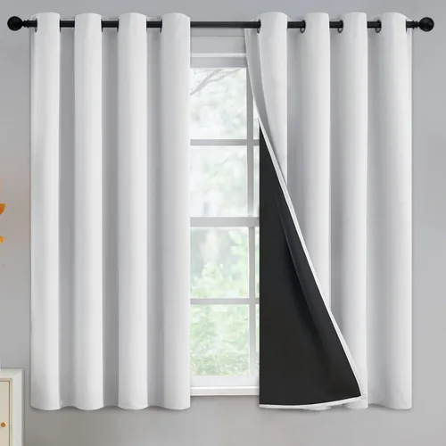 Miniatura 342 de Yakamok Cortinas negras, cortinas de ventana con aislamiento térmico y eficiencia energética para dormitorio, cortinas opacas completas y cortinas