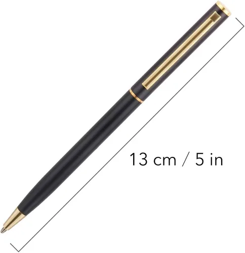 Miniatura 2 de Unibene Paquete de 6 bolígrafos delgados dorados, negro mate y dorado metálico retráctil, punta media de 0.039 in con 6 recambios de acero