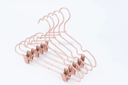 Miniatura 9 de Perchas de metal para ropa de bebé de 12.5 pulgadas, ganchos de oro rosa, colgador, para niños, pantalones, exhibición, almacenamiento, paquete de 10