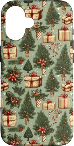 Miniatura 32 de Vintage Christmas Theme Holiday Trees, Presents, Teal, Bows Case for iPhone 17