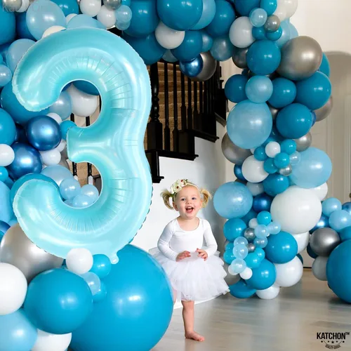 Miniatura 192 de KatchOn, Globo grande azul número 2 de 40 pulgadas Decoraciones de cumpleaños de Baby Shark para niño de 2 años Globo azul número 2 Globo