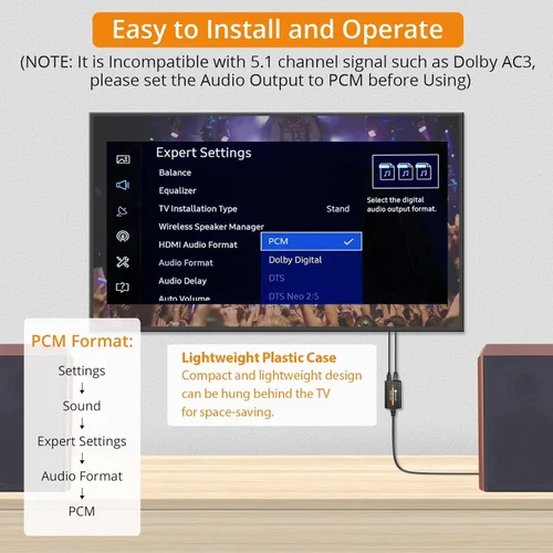 Miniatura 5 de Neoteck Convertidor DAC de 192 kHz 7 pies/6.9 ft Cable óptico a RCA SPDIF a RCA Convertidor digital a analógico para televisores HDTV