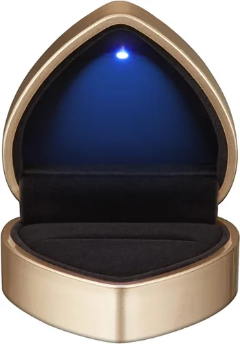 Miniatura 2 de Caja de regalo de anillo en forma de corazón con luz LED, caja de joyería de terciopelo con luz, caja de exhibición de joyas para boda, compromiso