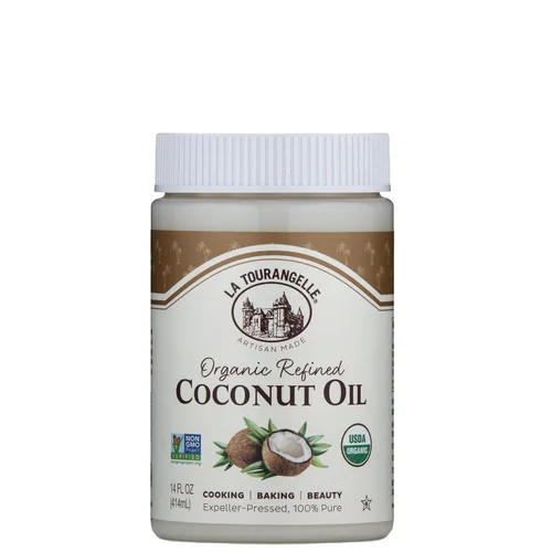 La Tourangelle, Aceite de coco orgánico, refinado, para cocinar, hornear, cabello y cuidado de la piel, prensado con expulsor, 14 fl oz