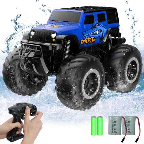 Miniatura 13 de STEMTRON Coche de control remoto anfibio 2.4GHz 1:20 todo terreno todoterreno RC coche control remoto barco regalos para niños niños rojo Rojo Suv