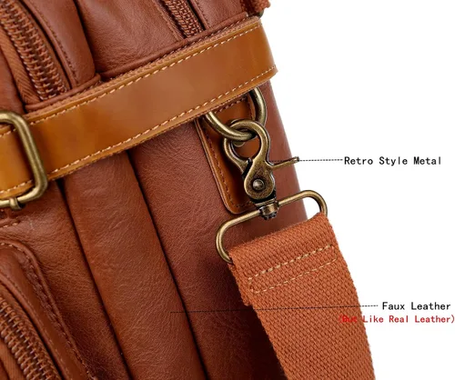 Miniatura 7 de Maletín de cuero vegano para hombre, mochila híbrida de 17 pulgadas, bolsa de mensajero de negocios HB-22