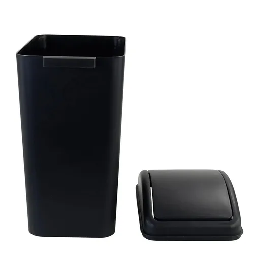 Miniatura 6 de Cubo de basura de plástico de 4.5 galones, bote de basura con tapa giratoria, color negro