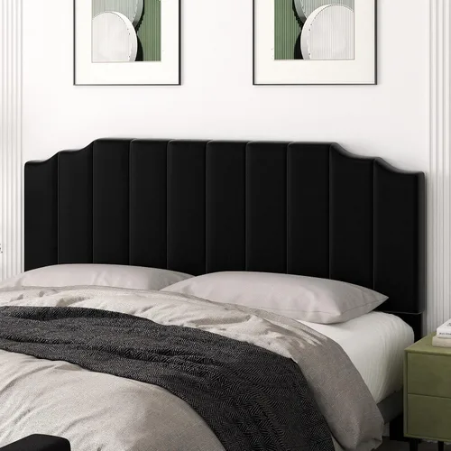 Miniatura 23 de Befurtori Cabecera Solo Tamaño King, Cabecera de Terciopelo Montada en Pared King para Cama Ajustable Cabecera Moderna Tapizada Fácil Montaje, Gris