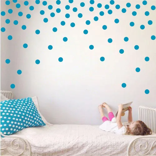 Adhesivos decorativos de vinilo para pared, diseño de círculos de lunares, fácil de despegar y pegar, adhesivos decorativos extraíbles para Verde