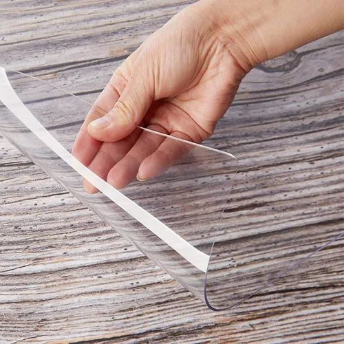 Miniatura 5 de Protector de mesa, rectangular, impermeable, transparente, protector de mantel, 0.079 in, PVC suave, cristal transparente, borde biselado, para mesa