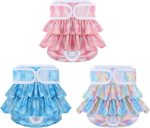 Miniatura 20 de Pañales Reutilizables para Perras Hembras Paquete de 3 Pañales Lavables Altamente Absorbentes para Perras, Pañales Flexibles para Perras, A Prueba